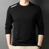[230g] Camiseta de Manga Larga para Hombre en Primavera y Otoño, Top Holgado de Cuello Redondo con Chaqueta Fina de Otoño, Camiseta Básica para Hombre, Versátil