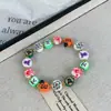 Pulseira Halloween Europeia e Americana de Argila Macia Abóbora Fantasma Pulseira Fofa Engraçada Crânio Aranha Pulseira com Design Exagerado