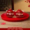 Tazas de Té para Brindis de Boda, Tazas y Cuencos de Pareja Dragón y Fénix, Juego de Cuenco y Palillos de Boda, Juego de Té Rojo para Novios