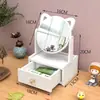 Espejo de Maquillaje Portátil, Popular entre las Chicas Jóvenes, Espejo de Tocador de Escritorio, Espejo Simple con Almacenamiento para Dormitorio de Estudiantes Tocador
