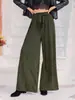 Roupas Femininas Transfronteiriças Primavera e Verão 2025 Europeu e Americano Amazon Wish Novo Comércio Exterior Cor Sólida Elegante Casual Calças Largas para Mulheres