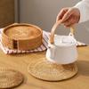 Porta-copos de rattan tapete de isolamento térmico pires para cerimônia do chá tapete de rattan tecido à mão tapete anti-escaldante para mesa de jantar tapete para tigela tapete para panela atacado