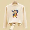 Roupa de baixo infantil com forro de fleece para outono e inverno 2026, novo estilo, blusa infantil de gola alta curta, camiseta de manga comprida para usar em camadas no outono e inverno