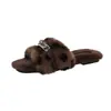 Pantuflas mullidas de alta gama transfronterizas para mujer, nueva colección otoño/invierno 2026, estilo de hada francesa, pantuflas planas de algodón de felpa