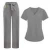 Dropshipping Transfronterizo de Uniformes de Trabajo para Doctores y Enfermeras, Batas Quirúrgicas para Mujer, Pantalones Rectos para Quirófano, Conjuntos de Color Sólido