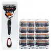 Navaja Manual Calidad Alemana Navaja Clásica con 5 Cuchillas Navaja de Afeitar para Hombre Cabezal de Hoja de Navaja Cinco Capas Universal