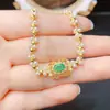 Venta al por mayor de fábrica Pulsera de Esmeralda Natural de alta venta con incrustación de Plata S925, Piedra principal 4*6, Joyería de Lujo, Ventas Directas de Fábrica