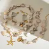 Lele Jewelry Série Oceano Aço Inoxidável Colar de Concha Pulseira de Estrela do Mar Conjunto de Colares Estilo Praia Joias de Verão