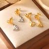 Pendientes Tk de Diseño Original Transfronterizo, Dos Tonos Oro y Plata, Corazón Doble, Pendientes Elegantes y Versátiles para el Día a Día