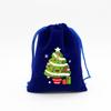 Bolsa de terciopelo azul zafiro al por mayor de fábrica para Navidad, bolsa de embalaje para dulces de manzana navideña, bolsa de regalo, bolsillo de lote transfronterizo