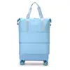 Bolsa de Viagem Expansível Dobrável de Grande Capacidade com Alça de Carrinho, Mala com Rodas Universais, Bolsa de Mão para Viagem de Negócios, Bolsa para Roupas