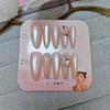 Usando unhas postiças Sensação avançada feito à mão curto feito à mão suave pó cor pasta de feijão cristal olho de gato unhas postiças 10 peças