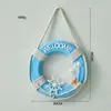 Bóia Salva-Vidas de Madeira Estilo Mediterrâneo 30cm Decoração de Parede para Casa Sala de Estar Bar Jardim de Infância Pingente