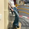 Jeans Bootcut de Cintura Baixa Estilo Retrô Americano para Mulheres no Verão Novo Estilo Hot Girl Calças Retas Soltas e com Caimento Sino