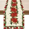 Caminho de Mesa com Estampa de Natal Decoração de Mesa para Festa de Feriado Toalha de Mesa de Natal Toalha de Mesa com Árvore de Natal Boneco de Neve Atacado