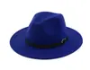Comercio Exterior Nueva Moda Sombreros para Hombres y Mujeres Otoño e Invierno Sombreros de Copa Color Sólido Panama Jazz Fedora Sombrero con Capucha Decoración de Tira de Cuero