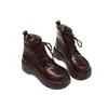 AliExpress 2026 Otoño/Invierno Nuevas Botines de Tobillo Martin de Punta Redonda de Tacón Medio 40-45 de Corte Bajo con Suela Gruesa y Cordones Delanteros