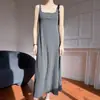 Vestido Camisola para Mujer 2026 Primavera/Verano Nuevo Cuadrado Largo Ajustado Versátil Línea A Gris