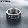 R0357-NK02 Anillo Giratorio de Acero de Titanio Punk Retro Calavera Cruz Personalidad Europea y Americana Anillo para Hombre