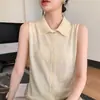Otoño 2025 Nuevo Suéter de Punto para Mujer Chaleco sin Mangas para Mujer Suéter de Cuello Polo Delgado para Ropa de Abajo Venta al por Mayor