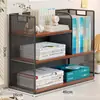 Estante de armazenamento com classificação por assunto, armário vertical de armazenamento de livros de várias camadas para mesa de estudante, estante de livros com porta-arquivos A4 para mesa de escritório