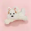 Presilha de Cabelo de Pelúcia Cartoon West Highland, Presilha de Cabelo de Cachorrinho Macia e Fofa para Mulheres, Presilha de Tubarão na Parte de Trás da Cabeça, Acessórios de Cabelo Fofos, Acessórios de Cabelo