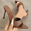 Sandalias de tacón alto 2026 primavera/verano, Glitter Muller brillante, a la moda, sexys, ligeras, populares, sencillas, para salir en línea