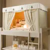 Cama litera de dormitorio estilo encaje para estudiantes cremallera universal floral fresca a prueba de mosquitos cama individual retráctil cortina blackout fuerte