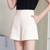 Calças A-Line de Cintura Alta e Pernas Largas Shorts Femininos Verão 2025 Novo Estilo Coreano Preto e Branco Calças de Terno Casuais Hot Pants