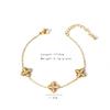 Pulseira de cinco flores transfronteiriças europeias e americanas Verão feminino Simples Luz Flor de luxo Flor Pulseira de todos os fósforos Aço de titânio embebido em água sem cor