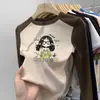 Camiseta de manga larga cálida con bloques de color, cuello redondo, para niños de tamaño mediano a grande, Otoño/Invierno 2026, top básico versátil casual para niñas