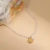 Collar Popular Transfronterizo Estilo Ins de Perlas Barrocas para Mujer, Acero Inoxidable Personalizado Creativo Irregular Accesorio de Collar para Mujer