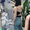 Spice Girls de Verano Calado Hermoso Diseño de Espalda con Almohadilla en el Pecho Camisola de Látex Chaleco Adelgazante para Mujer Top Básico Todo Terreno Puro Deseo