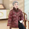 Estilo Otoño e Invierno Traje Tang de Abuela Chaqueta de Algodón con Forro Polar y Acolchado Espeso Ropa para Madres de Mediana Edad y Mayores Chaqueta Acolchada de Algodón con Cuello Alto y Cuello de Piel