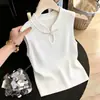 Nuevo camisón de punto de seda helada estilo chino para mujer, verano 2026, diseño nuevo, corte ajustado, top sin mangas