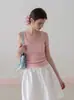 Camisola básica de punto con cuello en U para mujer, nuevo estilo verano 2026, ajuste ceñido, casual, top sin mangas versátil