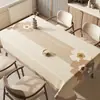 Toalha de Mesa Floral Simples Impermeável e à Prova de Óleo Não Lavável Retangular 2025 Novo Estilo Luxo Leve High-End Toalha de Mesa de Café