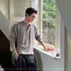 Suéter de Punto Yong02 Henry con Cuello, Manga Larga para Hombre, Estilo Americano Otoñal, Hombre Musculoso, Fitness, Versátil, Camisa Ajustada