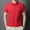 Polo de Seda de Hielo de Verano Sin Costuras Urbano de Negocios con Cuello Camisero para Hombre Camiseta Sencilla de Color Sólido Camisa de Aire Acondicionado para Papá Camisa de Empleado