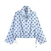 Atacado de Roupas Femininas Transfronteiriças Primavera 2026 Novo Estilo Europeu e Americano Moda Casual Solta Manga Longa Gola Alta Jaqueta de Bolinhas