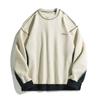 Sudadera con diseño patchwork bicolor de peso pesado de 400 g, cuello redondo para hombre y mujer, primavera, retro americano, marca de moda, chaqueta para pareja Q