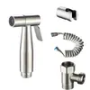 Set de Pistola de Rociado de Acero Inoxidable, Gancho para Tubería de Ducha, Base Perforada, Válvula de Ángulo con una Entrada y Dos Salidas, Manguera de Resorte para Inodoro, Salida Dual de Agua