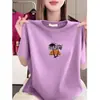 Camiseta de Manga Corta para Mujer en Rebaja, Corte Holgado, Cuello Redondo, Diseño Estampado, Moda Juvenil, Top Casual Versátil