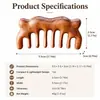 Peine Masajeador de Sándalo Dragón y Fénix, Peine Meridianos de Sándalo para la Cabeza, Masaje Terapéutico Capilar, Gua Sha, Peine de Dientes Anchos Desenredante del Cuero Cabelludo, Portátil
