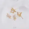 Pendente Flor de Zircônia Banhado a Ouro 14K que Preserva a Cor Pequeno Pingente de Flor Pingente para Brincos Colar Pulseira DIY Joias