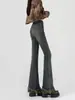 Jeans de Tiro Alto Ligeramente Acampanados para Mujer Verano 2024 Caliente Nuevo Estilo Americano Diseño Retro Sentido del Diseño Pantalones de Trompeta con Borde Deshilachado