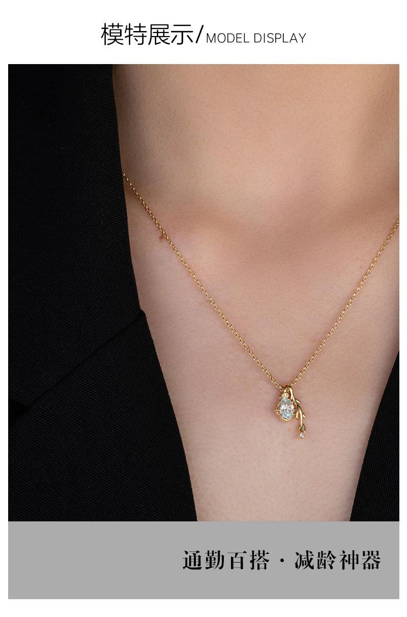 时尚优雅橄榄叶吊坠项链小众轻奢风高级感锁骨链新品