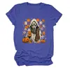 Amazon eBay Tienda Independiente Moda Casual Única Camiseta de Cuello Redondo para Mujer Fantasma Calabaza Hoja de Arce Taza de Té con Leche