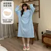 Vestido pijama feminino para primavera e outono, mangas compridas com sutiã embutido, estampa de leopardo e design de estrelas, roupa de casa estilosa e moderna