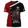 Camiseta de Trabalho para Chef Masculino Nome Personalizado Estampada Manga Curta Casual Gola Redonda Moda Uniforme de Chef Camiseta Unissex